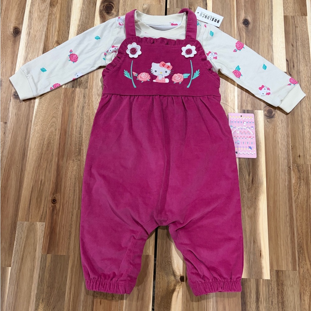 NWT Hello Kitty Sanrio Magenta Romper with Floral Accents -Size 12 Months